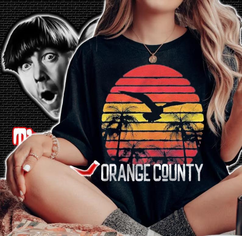 Orange County Vintage Retro Beach Palm Tree Surf Swim Sunset Shirt t-shirt woman shirt