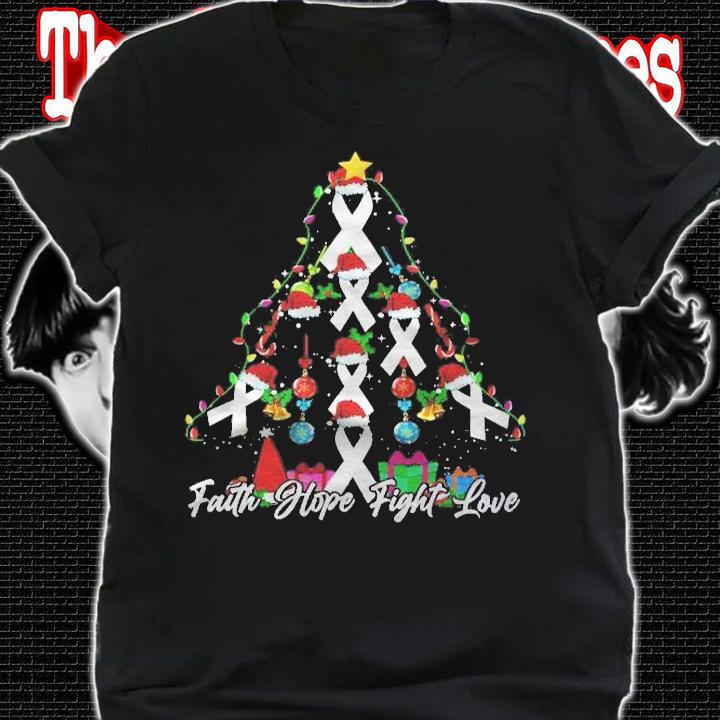 Santa White Ribbon Christmas Tree Lung Cancer Awareness Shirt t-shirt shirt