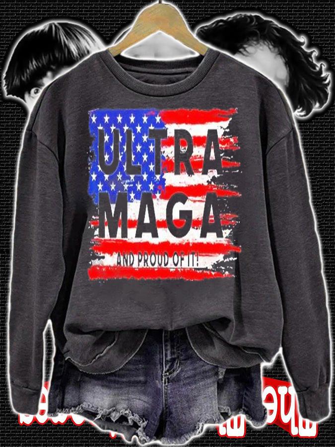 Ultra Maga And Proud Of It 4th Of July Vintage Us Flag T-Shirt t-shirt