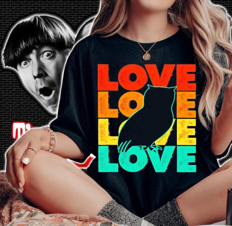 Retro Cute I Love Owl Theme Idea For Bird Lovers T-Shirt t-shirt woman shirt