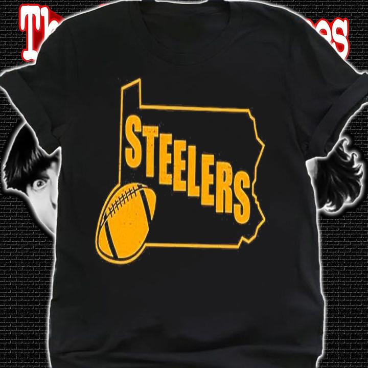 Pittsburgh Steelers Retro State Outline Football Fan Design T-Shirt t-shirt