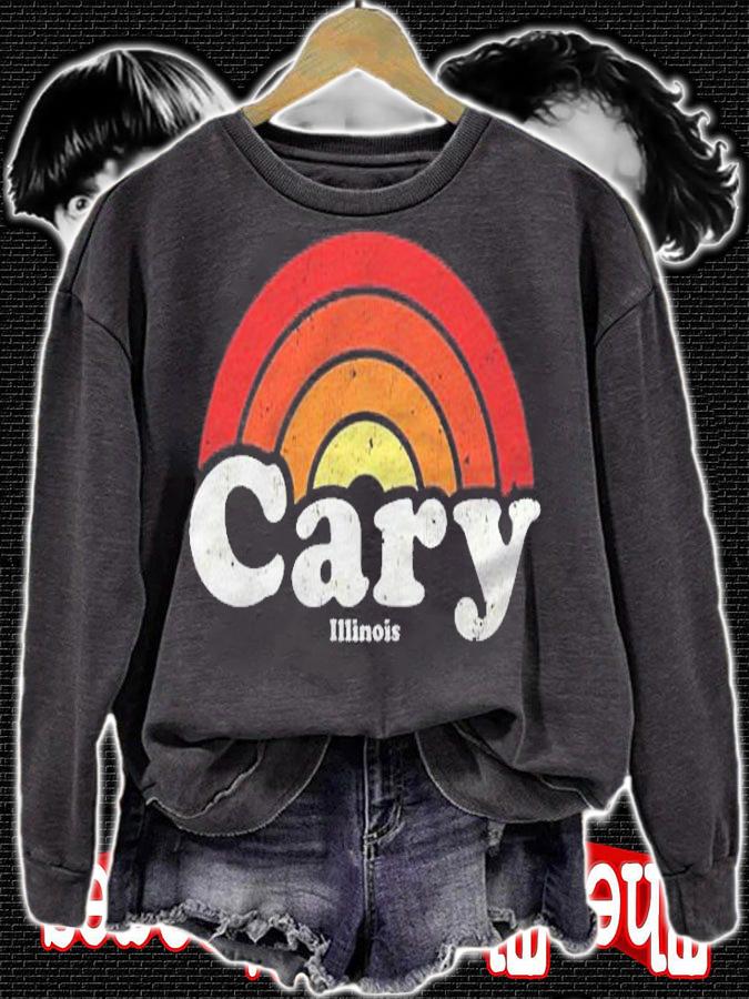 Cary Illinois Il Vintage 70S Retro Rainbow Design Shirt sweatshirt