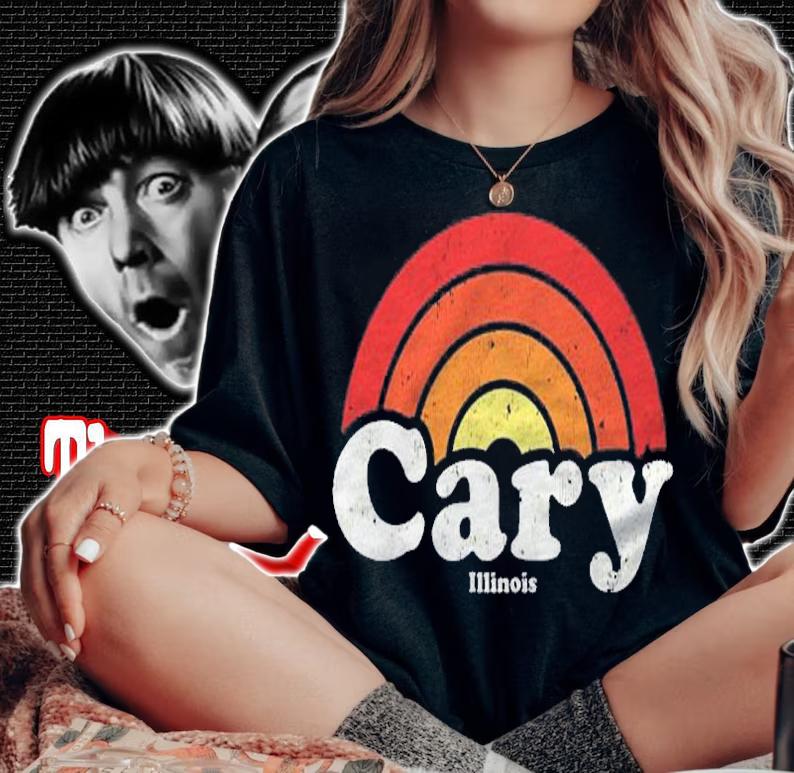 Cary Illinois Il Vintage 70S Retro Rainbow Design Shirt woman shirt