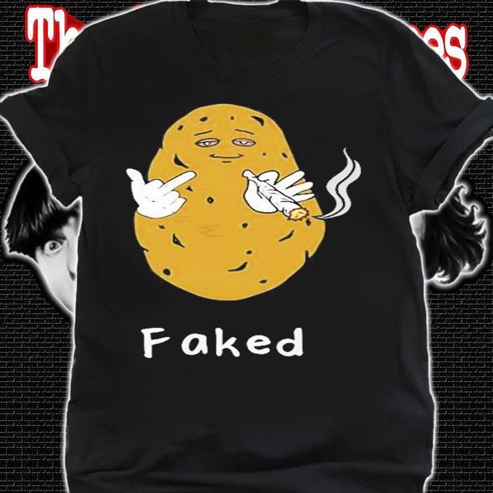 Faked Potato Smoking Weed Middle T-Shirt