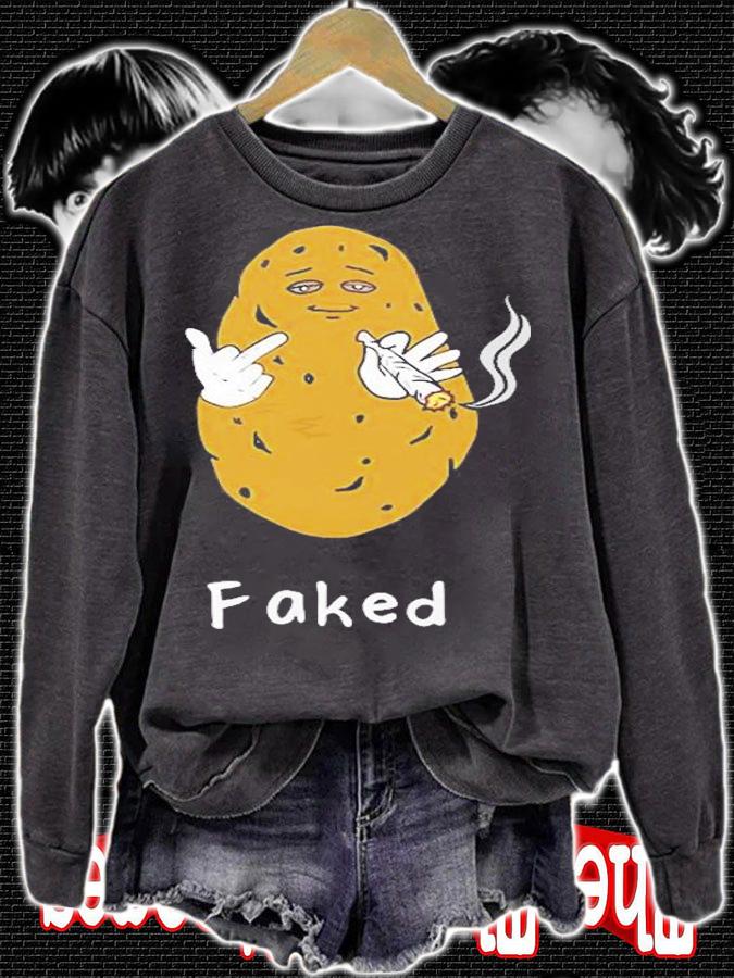 Faked Potato Smoking Weed Middle T-Shirt