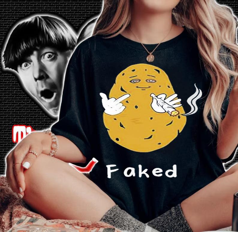 Faked Potato Smoking Weed Middle T-Shirt