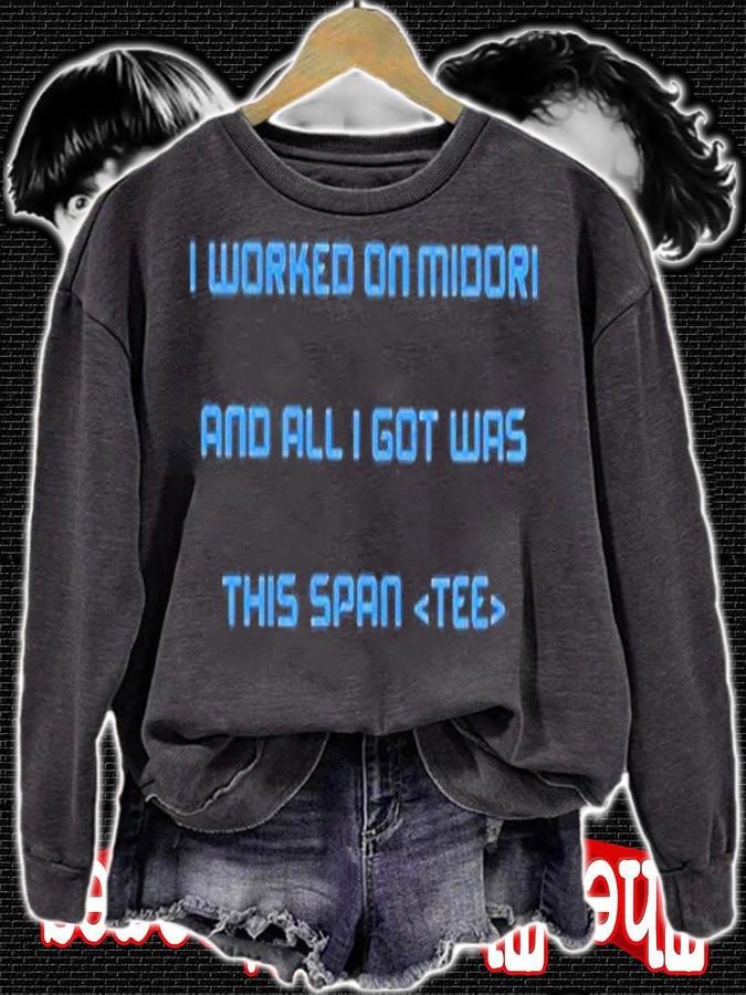 I Worked On Midori And All I Got Was This Span Shirt sweatshirt