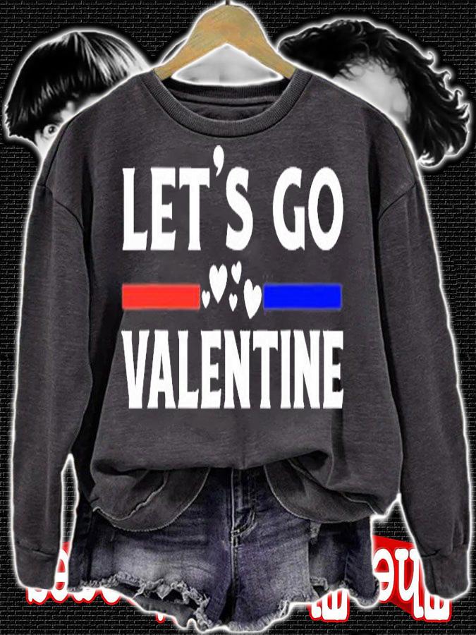 Let's Go Valentine Day Funny Sayings Hearts Graphic T-Shirt