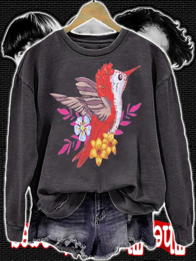 Mexican Humming Bird With Flowers For The Day Of The Dead Shirt