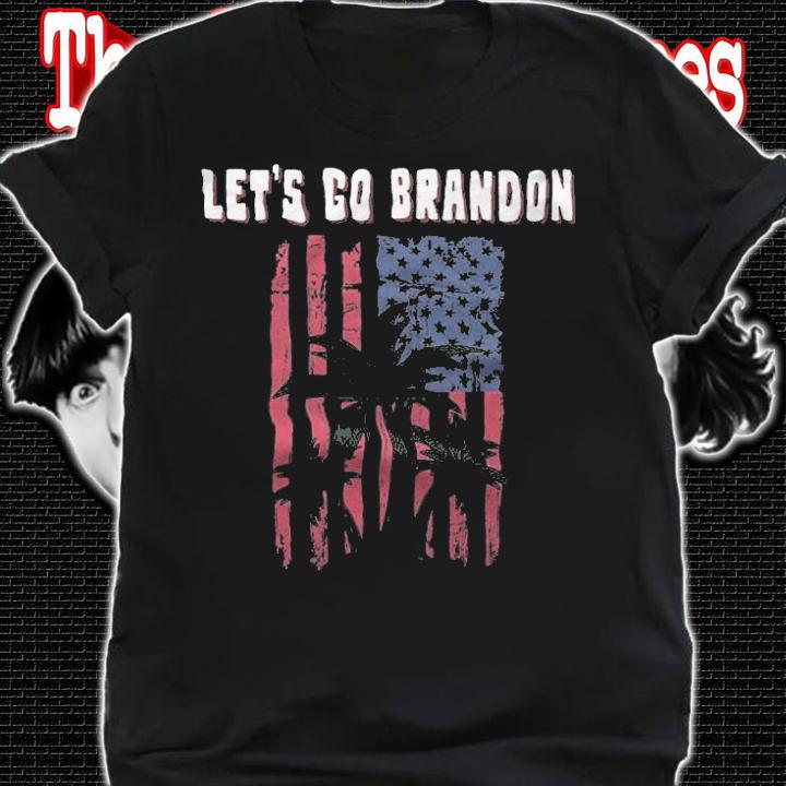 Let's Go Brandon Coconut Tree USA Flag T-Shirt