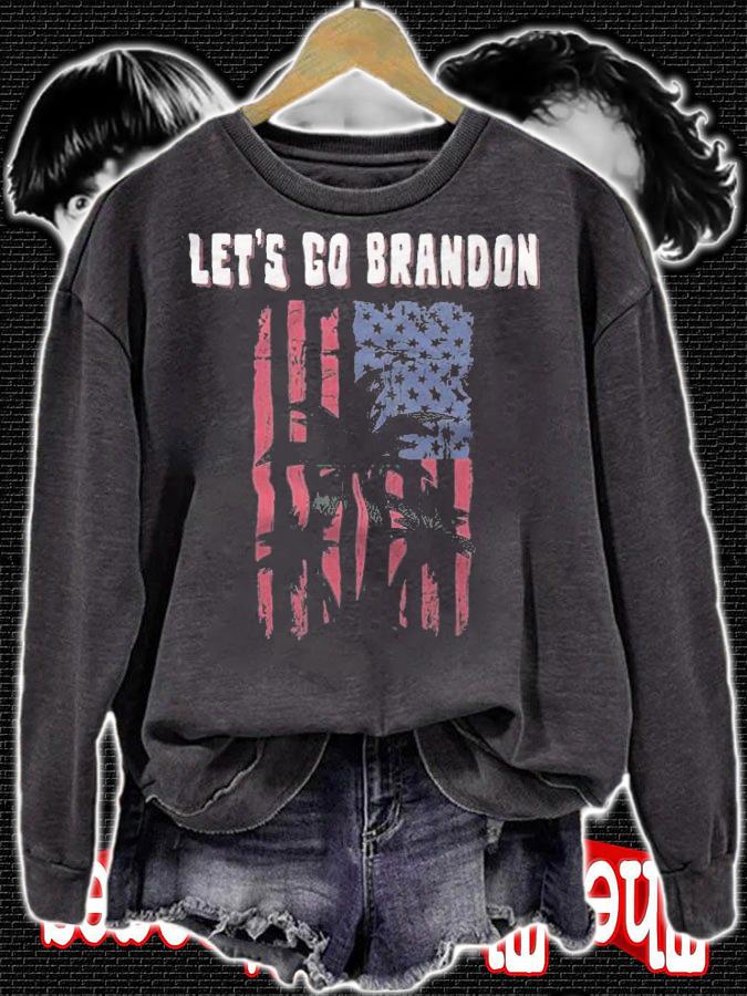 Let's Go Brandon Coconut Tree USA Flag T-Shirt
