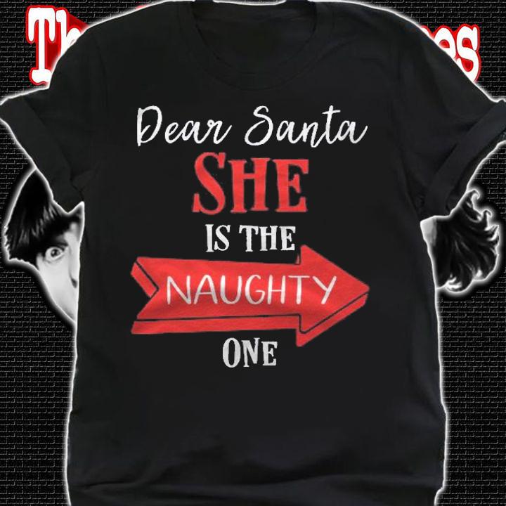 Matching Christmas Outfit For Couples Shes The Naughty One Pullover Shirt shirt