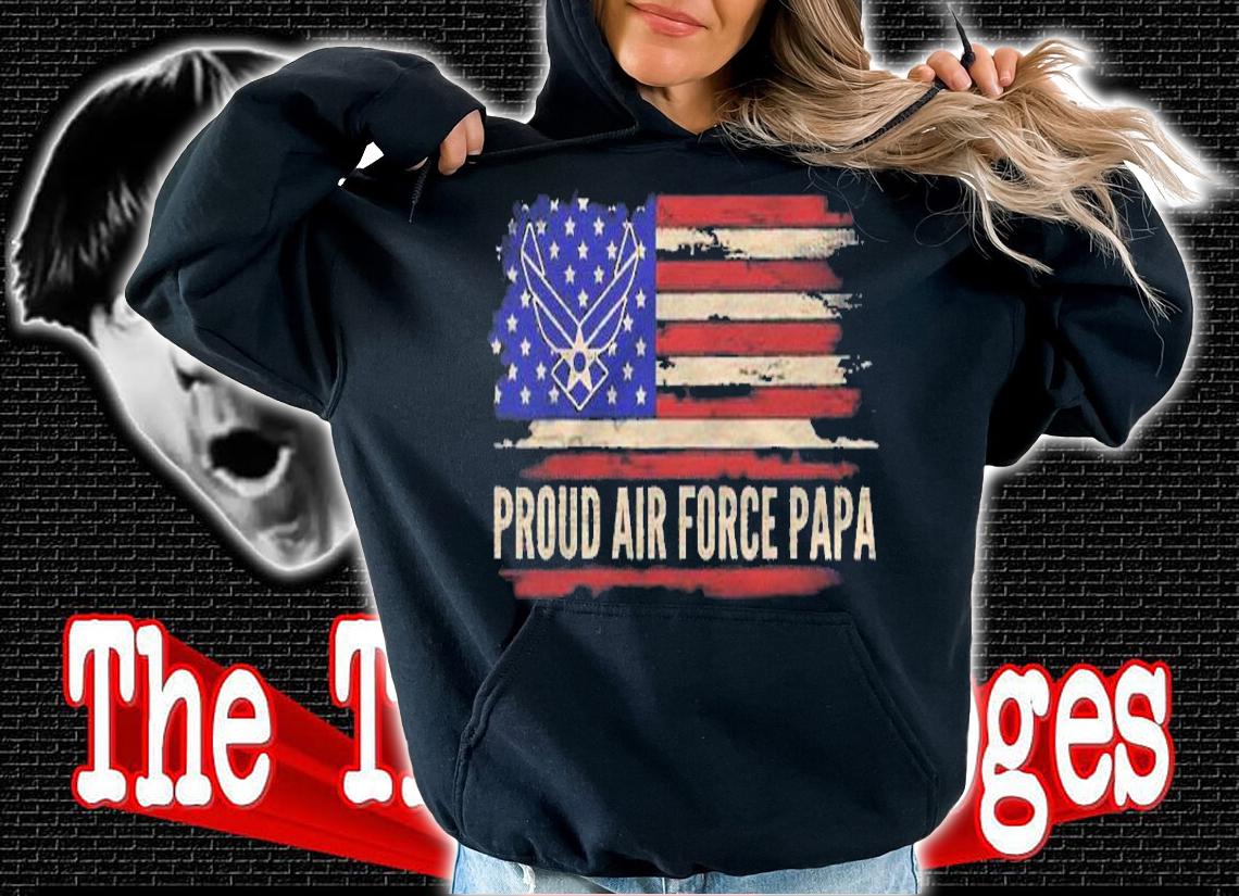 Vintage Proud Air Force Papa American Flag Veteran Gift Shirt hoodie