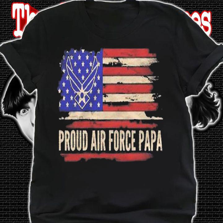Vintage Proud Air Force Papa American Flag Veteran Gift Shirt shirt