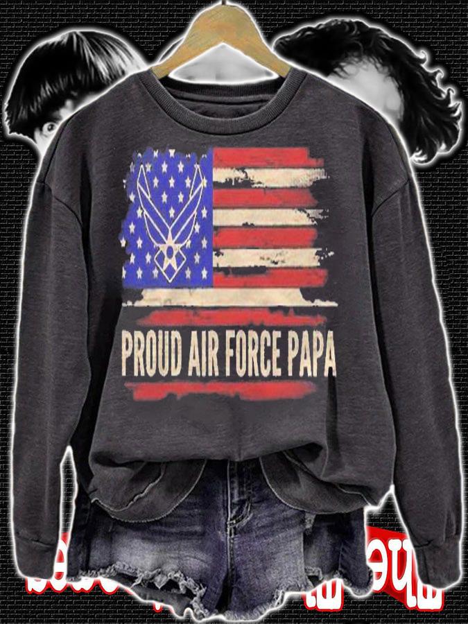 Vintage Proud Air Force Papa American Flag Veteran Gift Shirt sweatshirt