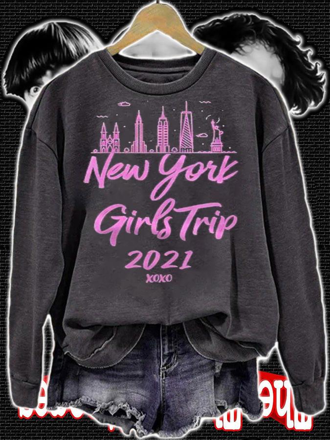 Womens Ladies Matching Nyc Vacation 2021 New York Girls Trip Shirt sweatshirt