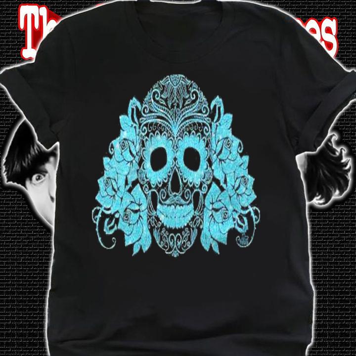 Glitter Sugar Skull Calavera Dia De Los Muertos T-shirt