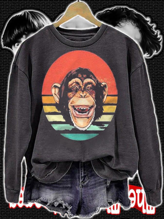Retro Vintage Chimpanzee Monkey Lover 70S Men Women Kids Shirt