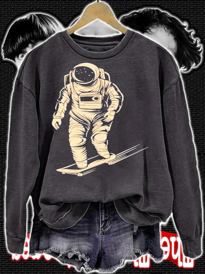 Skateboard Astronaut Riding Space Skating Spaceman T-Shirt sweatshirt