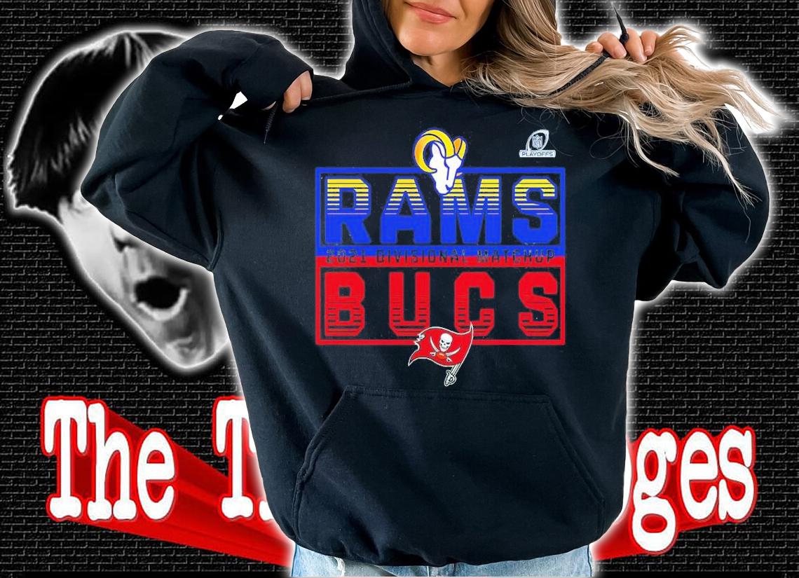 Tampa Bay Buccaneers Vs. Los Angeles Rams NFL Playoffs Divisional Matchup Stacked 2021 Shirt hoodie