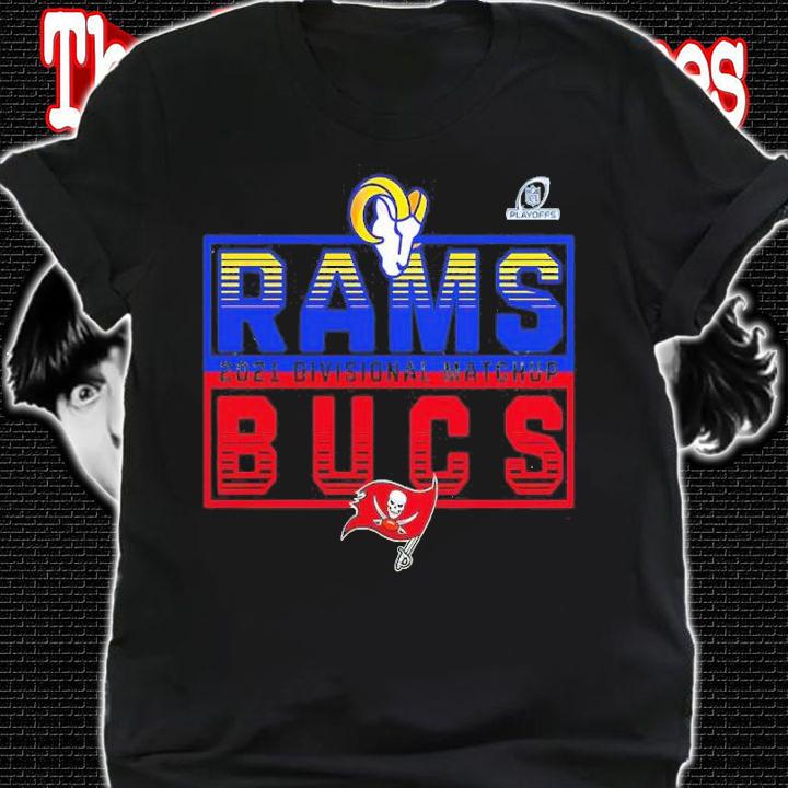 Tampa Bay Buccaneers Vs. Los Angeles Rams NFL Playoffs Divisional Matchup Stacked 2021 Shirt shirt