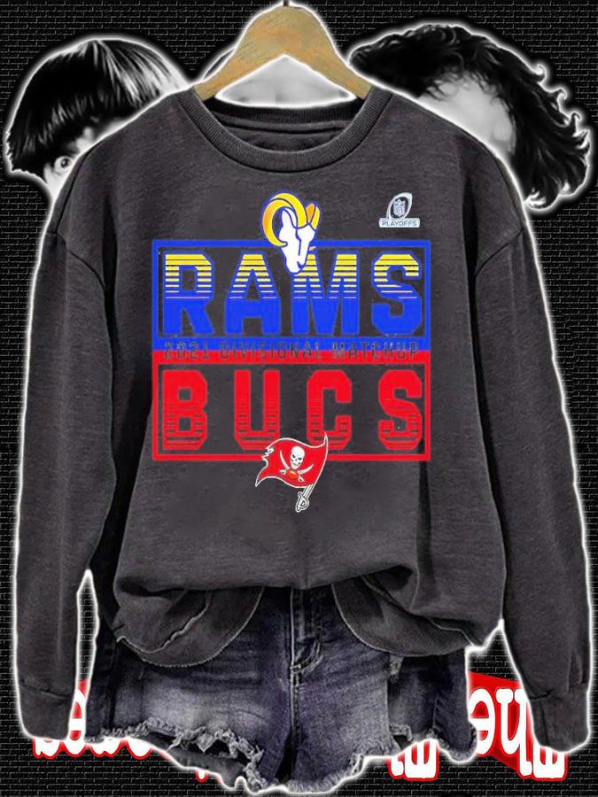 Tampa Bay Buccaneers Vs. Los Angeles Rams NFL Playoffs Divisional Matchup Stacked 2021 Shirt sweatshirt