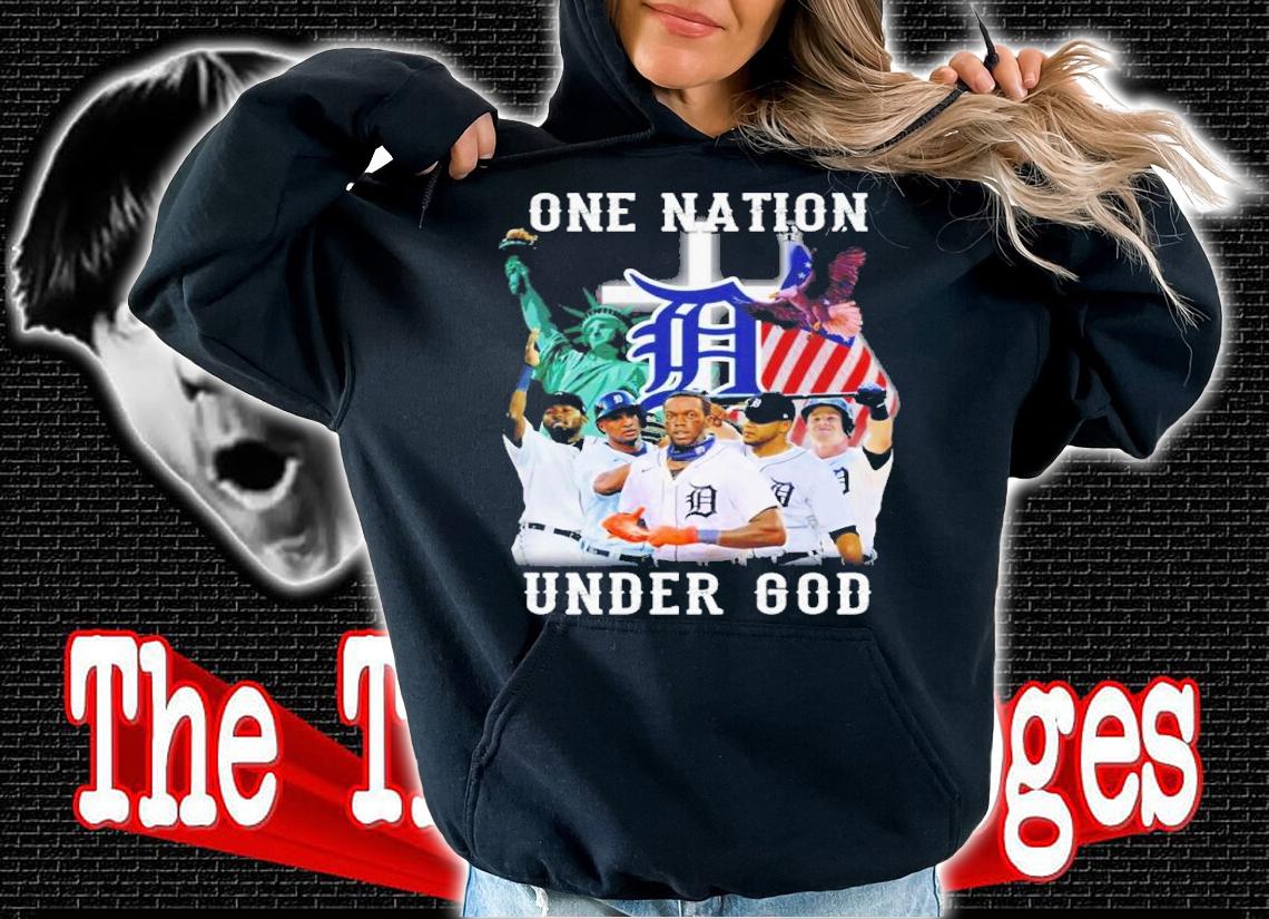 Detroit Tigers One Nation Under God Statue of Liberty USA Flag t-shirt
