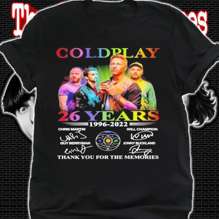 Coldplay 26 Years 1996-2022 Signatures Thank You For The Memories Shirt shirt