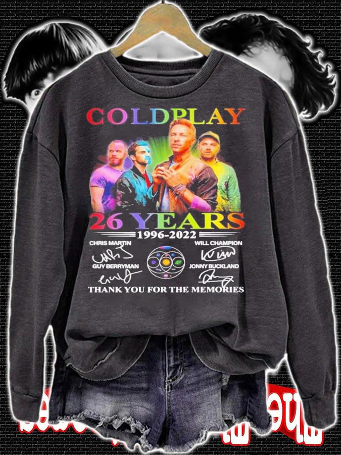 Coldplay 26 Years 1996-2022 Signatures Thank You For The Memories Shirt sweatshirt