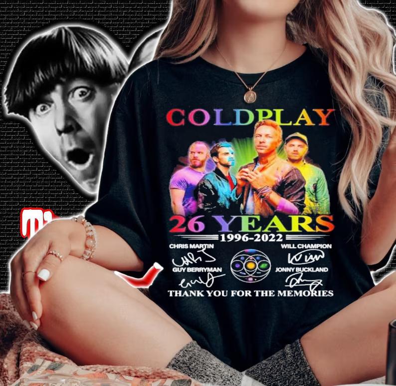 Coldplay 26 Years 1996-2022 Signatures Thank You For The Memories Shirt woman shirt