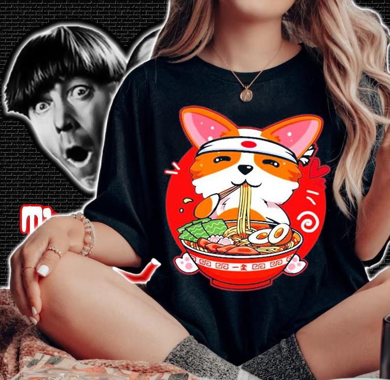 Kawaii Corgi Ramen T-Shirt woman shirt