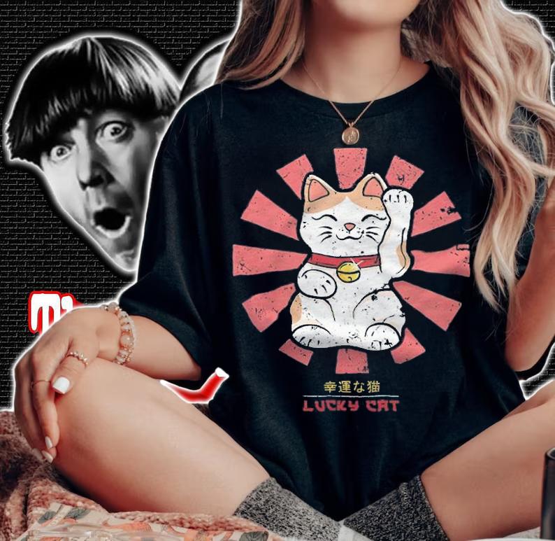 Lucky Cat Retro Japanese Shirt woman shirt