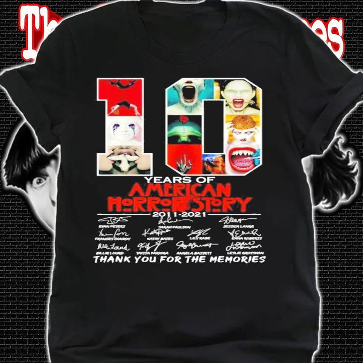 10 years of American Horror Story 2011 2021 signatures t-shirt