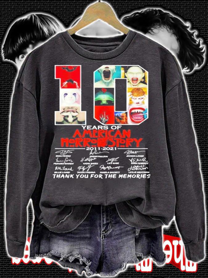 10 years of American Horror Story 2011 2021 signatures t-shirt