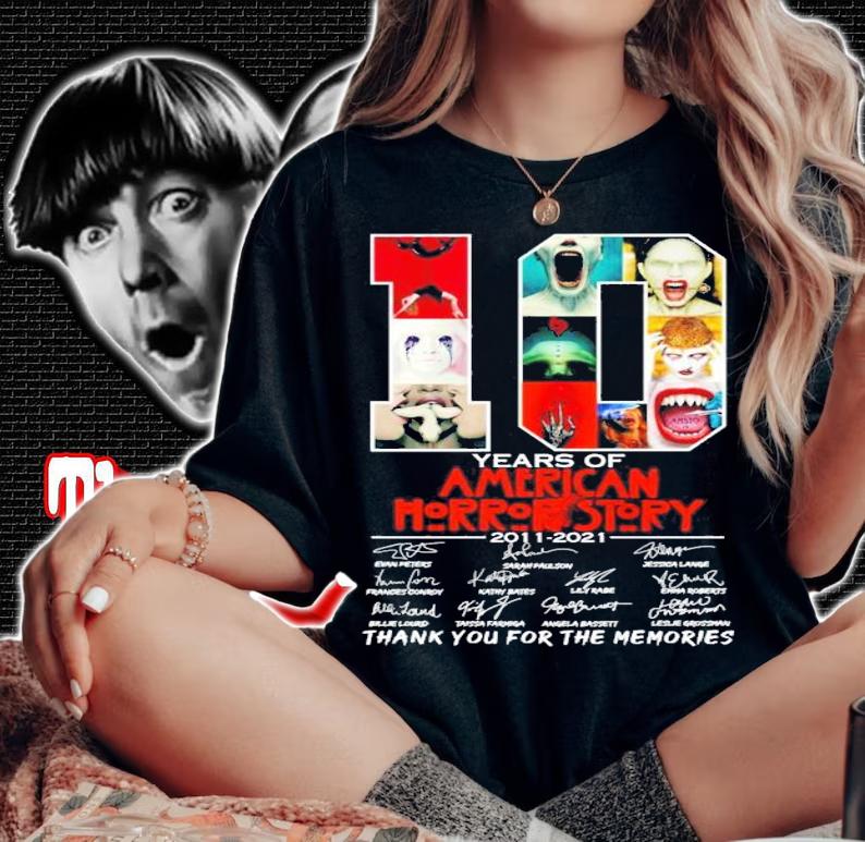 10 years of American Horror Story 2011 2021 signatures t-shirt