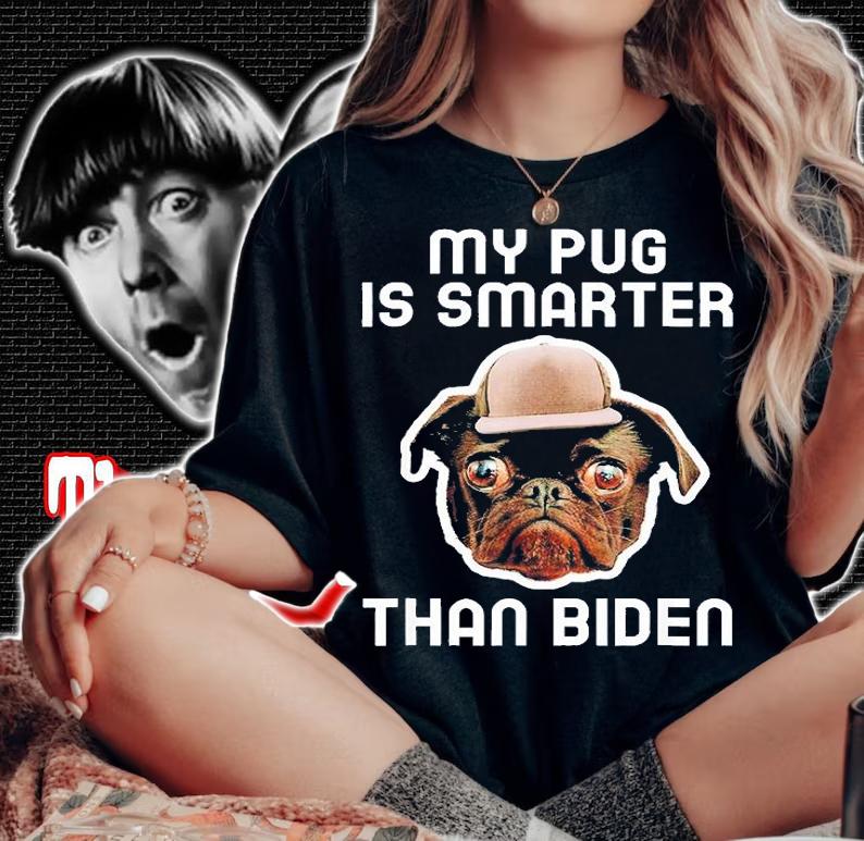 My Pug Dog Is Smarter Than Your President Biden T-Shirt woman shirt