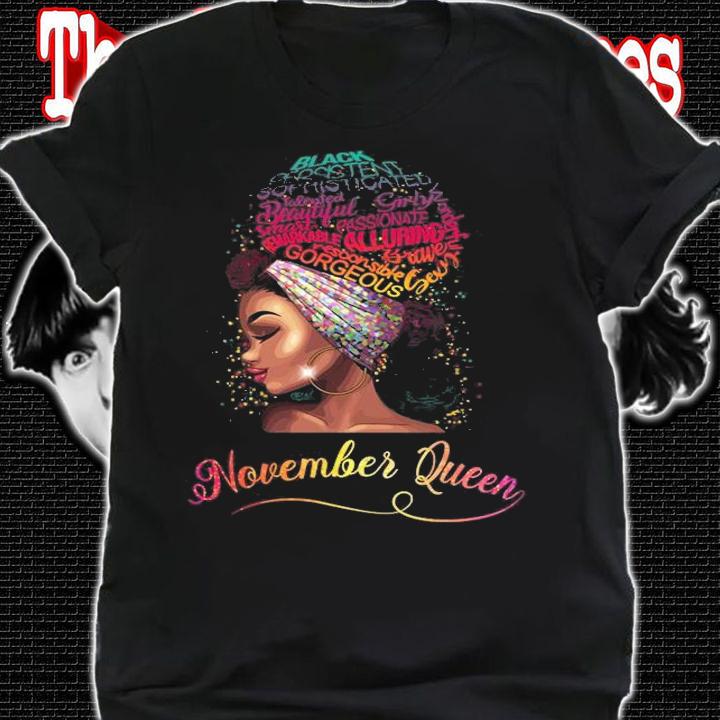 November Queen Afro Women Blm Queen Black Girl T-Shirt shirt