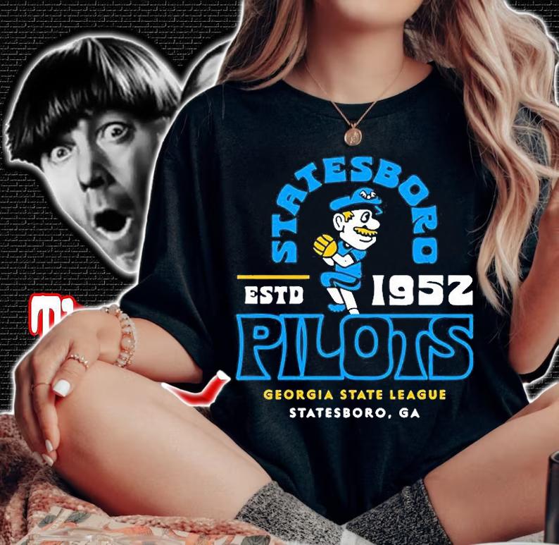 Statesboro Pilots Georgia Vintage Minor League Baseball T-Shirt woman shirt