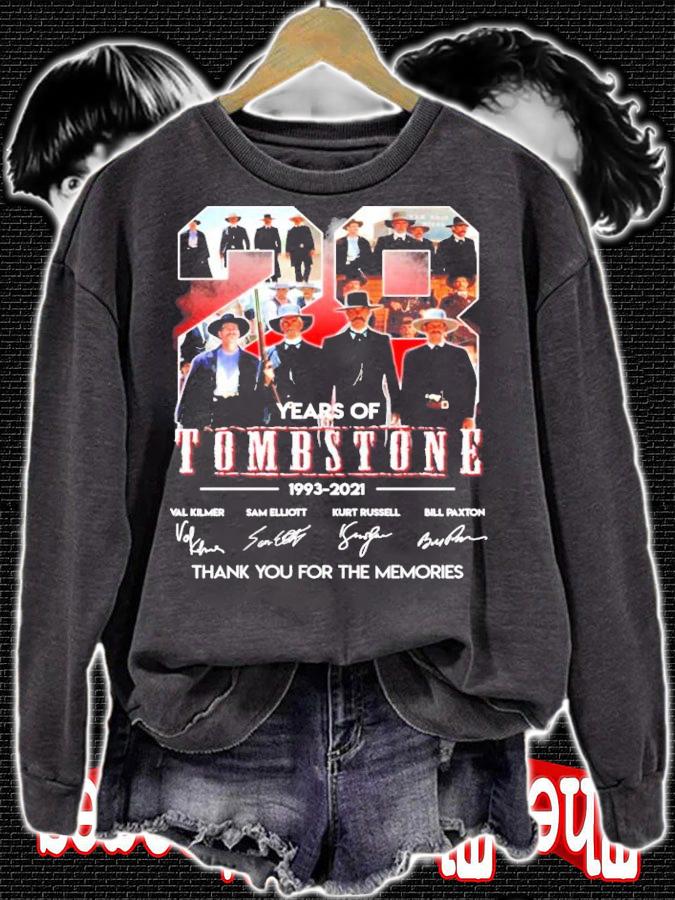 28 years Tombstone 1993-2021 signatures t-shirt sweatshirt