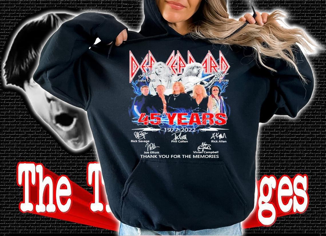 Def Leppard 45 Years 1977-2022 Signatures Thank You For The Memories Shirt hoodie