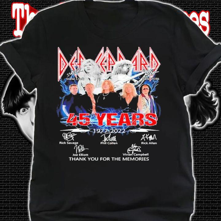 Def Leppard 45 Years 1977-2022 Signatures Thank You For The Memories Shirt shirt