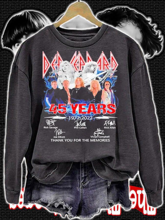 Def Leppard 45 Years 1977-2022 Signatures Thank You For The Memories Shirt sweatshirt