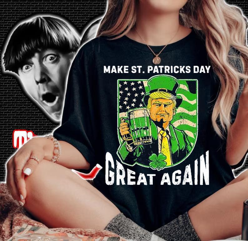 Make St Patrick Day Great Again Vintage Trump Drink T-Shirt