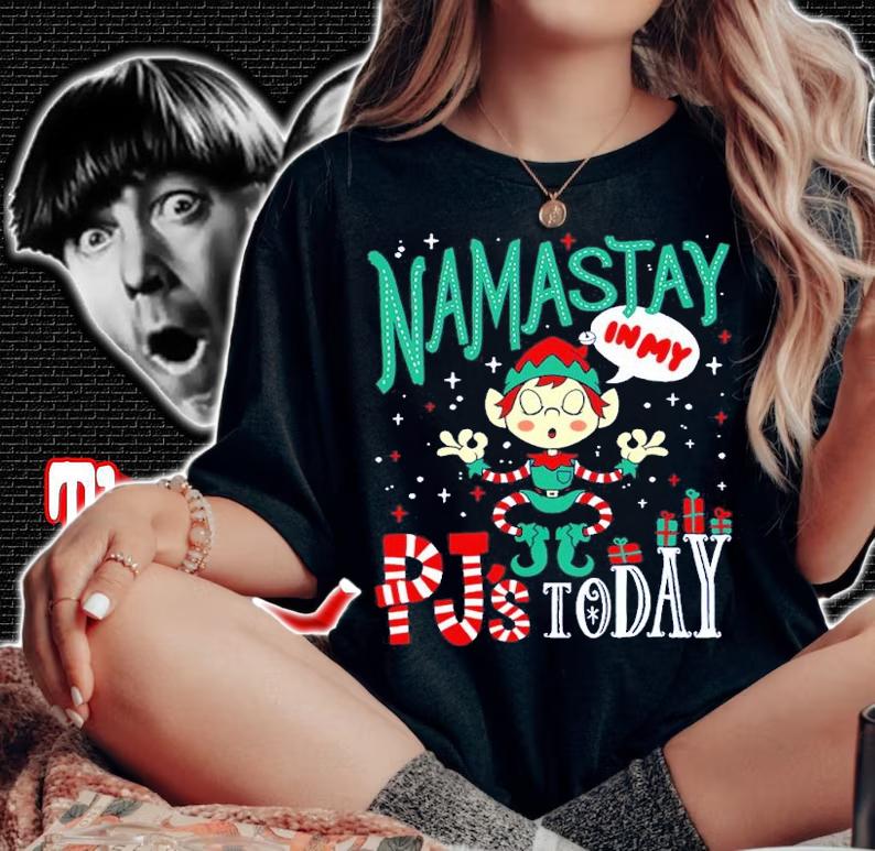 Namastay in my Pj's Funny Yoga Christmas Elf shirt