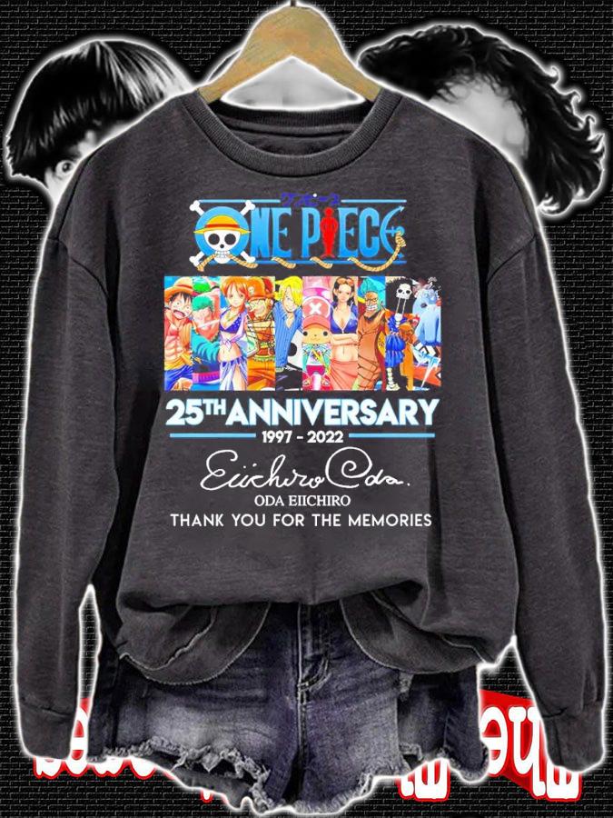 One Piece 25th Anniversary Eiichiro Oda Signatures Thank You For The Memories Shirt sweatshirt