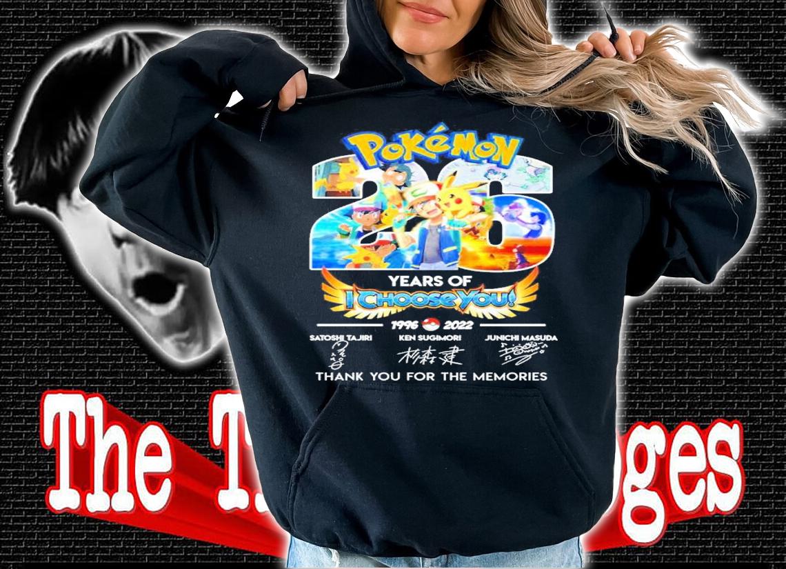 Pokemon 25 Years Of I Choose You 1996-2022 Signatures Thank You For The Memories Shirt