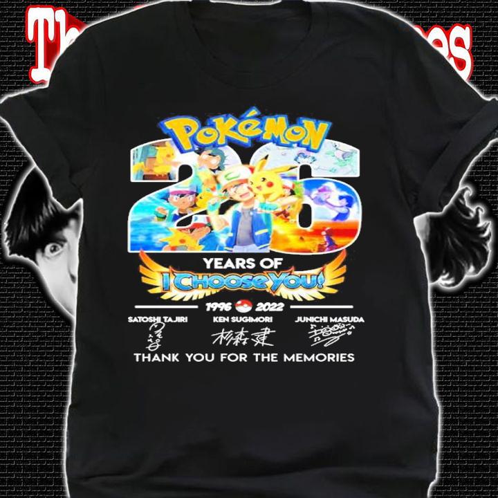 Pokemon 25 Years Of I Choose You 1996-2022 Signatures Thank You For The Memories Shirt