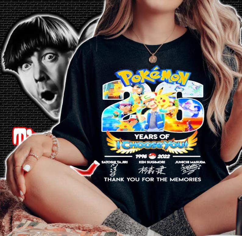 Pokemon 25 Years Of I Choose You 1996-2022 Signatures Thank You For The Memories Shirt