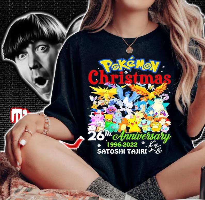 Pokemon Christmas 26th Anniversary 1996-2022 Satoshi Tajiri Shirt woman shirt