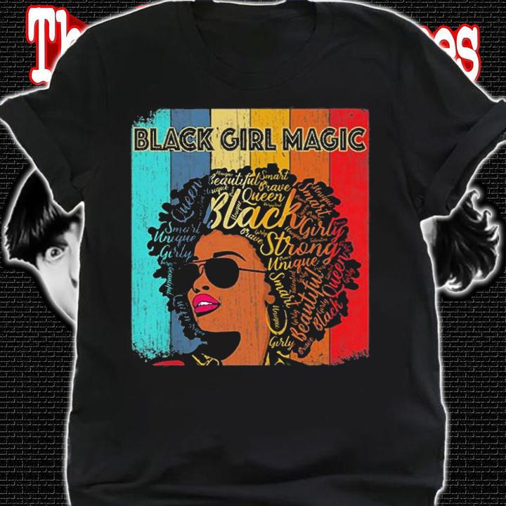 Womens Vintage Melanin Afro Black Girl Magic Queen T-Shirt shirt
